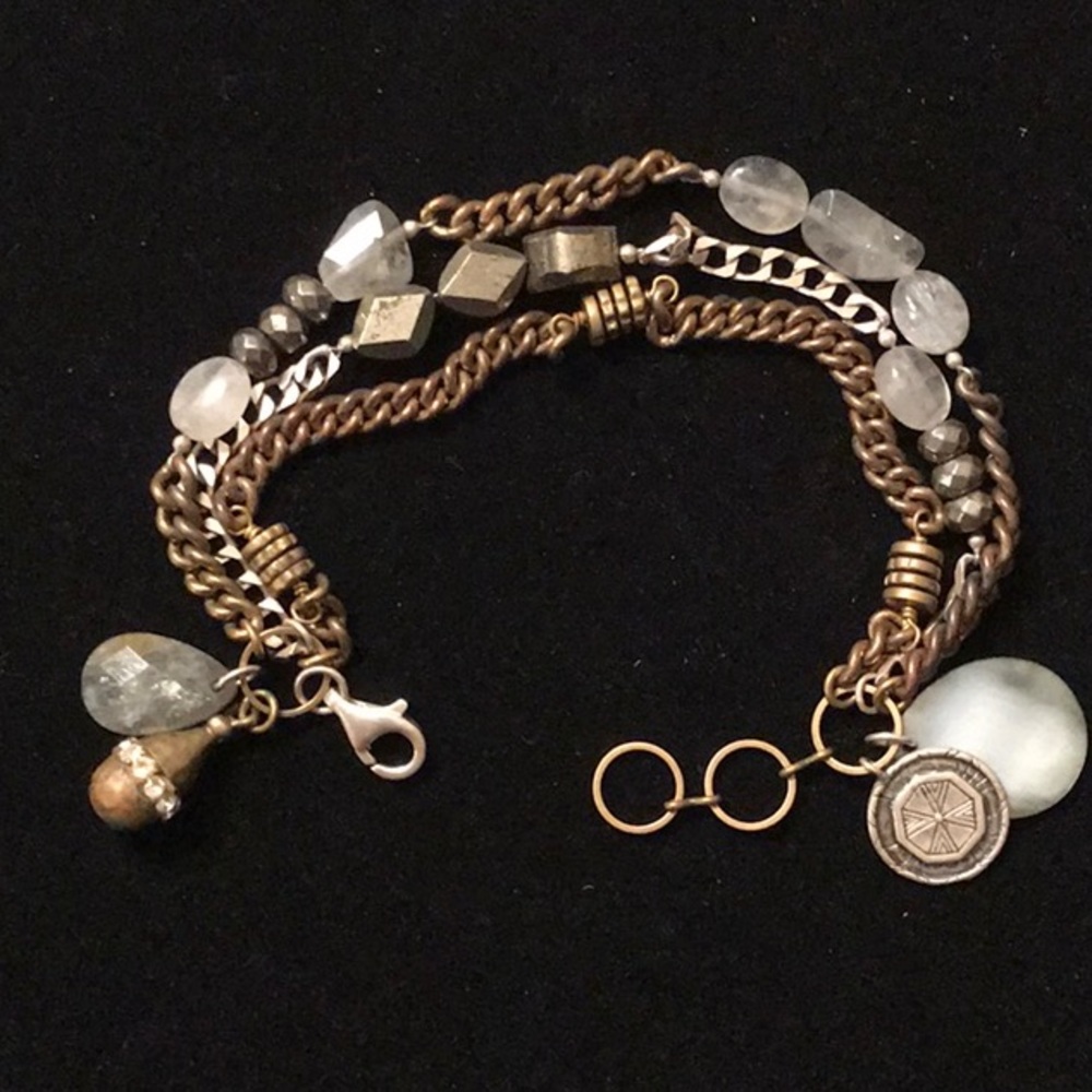 Vintage Silpada “Garden Party” Sterling and Brass Bracelet 7.75 - 9”L